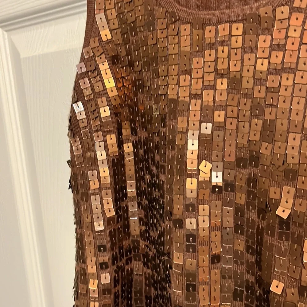 Bisou Bisou bronze tank top Size L but runs small (see measurements) - Picture 4 of 5